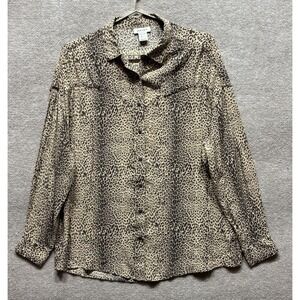 Ariat Women's Long Sleeve Relaxed Fit Leopard Print Button Shirt Tan/Brown Large